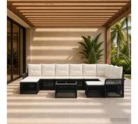 vidaXL Set di divani da giardino, 10 pezzi, nero e bianco crema, divano modulare per esterni, resistente alle intemperie, mobili eleganti, cuscini in schiuma, divano in rattan durevole