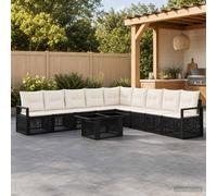 vidaXL Set Divano da Giardino 10 pz Nero e Bianco Crema polyrattan