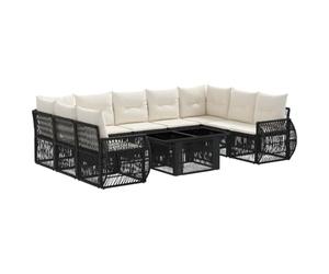 vidaXL Set Divano da Giardino 10 pz Nero e Bianco Crema polyrattan