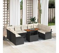 vidaXL Set Divano da Giardino 10 pz Nero e crema
