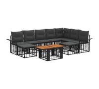 vidaXL Set Divano da Giardino 10 pz Nero e Grigio scuro polyrattan