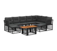 vidaXL Set Divano da Giardino 10 pz Nero e Grigio scuro polyrattan