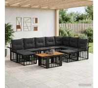 vidaXL Set Divano da Giardino 10 pz Nero e Grigio scuro polyrattan