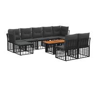vidaXL Set Divano da Giardino 10 pz Nero e Grigio scuro polyrattan