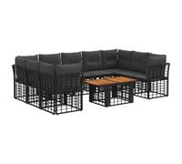 vidaXL Set Divano da Giardino 10 pz Nero e Grigio scuro polyrattan