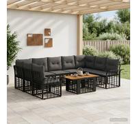 vidaXL Set Divano da Giardino 10 pz Nero e Grigio scuro polyrattan