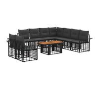 vidaXL Set Divano da Giardino 10 pz Nero e Grigio scuro polyrattan