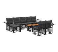 vidaXL Set Divano da Giardino 10 pz Nero e Grigio scuro polyrattan