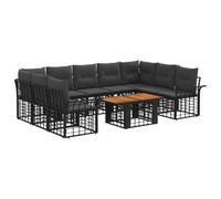 vidaXL Set Divano da Giardino 10 pz Nero e Grigio scuro polyrattan