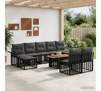 vidaXL Set Divano da Giardino 10 pz Nero e Grigio scuro polyrattan