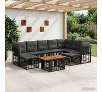 vidaXL Set Divano da Giardino 10 pz Nero e Grigio scuro polyrattan