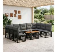 vidaXL Set Divano da Giardino 10 pz Nero e Grigio scuro polyrattan