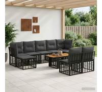 vidaXL Set Divano da Giardino 10 pz Nero e Grigio scuro polyrattan