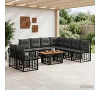 vidaXL Set Divano da Giardino 10 pz Nero e Grigio scuro polyrattan