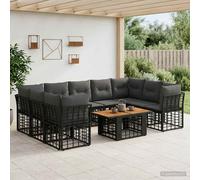 vidaXL Set Divano da Giardino 10 pz Nero e Grigio scuro polyrattan