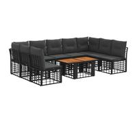 vidaXL Set Divano da Giardino 10 pz Nero e Grigio scuro polyrattan