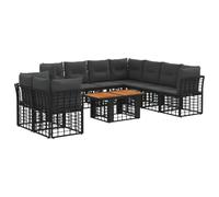 vidaXL Set Divano da Giardino 10 pz Nero e Grigio scuro polyrattan