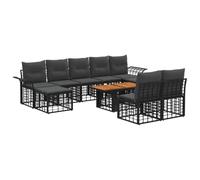 vidaXL Set Divano da Giardino 10 pz Nero e Grigio scuro polyrattan