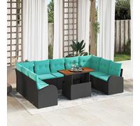 vidaXL Tuin Sofa Set 10 st Zwart Poly riet