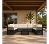 vidaXL Set di divani da giardino, 10 pezzi, nero, in rattan sintetico, divano da giardino moderno, mobili resistenti alle intemperie, design modulare per sedute comode, cuscini regolabili