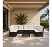 vidaXL Set Divano da Giardino 10 pz Nero polyrattan