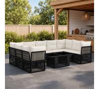 vidaXL Set Divano da Giardino 10 pz Nero polyrattan