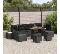 vidaXL Set Divano da Giardino 10 pz Nero polyrattan