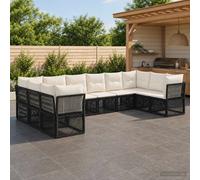 vidaXL Set di divani da giardino in rattan sintetico, 10 pezzi, nero, divano modulare contemporaneo, resistente alle intemperie, ideale per giardini, mobili da lounge all'aperto, rattan