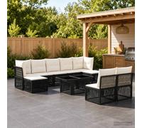 vidaXL Set Divano da Giardino 10 pz Nero polyrattan