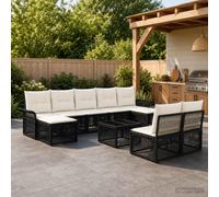 vidaXL Set di divani da giardino 10 pz nero polyrattan, divano da giardino moderno, mobili in polyrattan, resistenti alle intemperie, angolo salotto modulare per esterni
