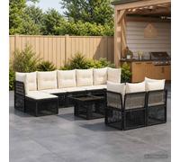 vidaXL Set Divano da Giardino 10 pz Nero polyrattan