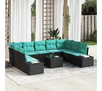 vidaXL Set Divano da Giardino 10 pz Nero polyrattan