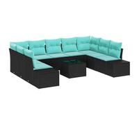 vidaXL Set Divano da Giardino 10 pz Nero polyrattan