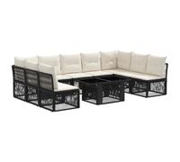 vidaXL Set Divano da Giardino 10 pz Nero polyrattan