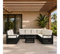 vidaXL Set di divani da giardino, 10 pezzi, in rattan sintetico, moderno e resistente alle intemperie, con cuscini, per godersi il giardino e il patio