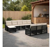 vidaXL Set di divani da giardino in rattan sintetico, 10 pezzi, nero, divano modulare, resistente alle intemperie, gambe regolabili, ideale per rilassarsi in giardino, set lounge all'aperto
