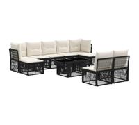 vidaXL Set Divano da Giardino 10 pz Nero polyrattan