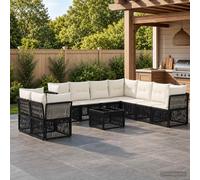vidaXL Set di divani da giardino, 10 pezzi, colore nero polyrattan, divano da giardino, stile moderno, sedili resistenti alle intemperie, disposizione modulare, comfort per esterni