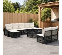 vidaXL Set di divani da giardino, 10 pezzi, colore nero polyrattan, set di divani da giardino, design moderno, resistente alle intemperie, cuscini rimovibili, arredamento esterno confortevole