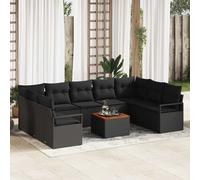 vidaXL Set Divano da Giardino 10 pz Nero polyrattan