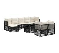 vidaXL Set Divano da Giardino 10 pz Nero polyrattan