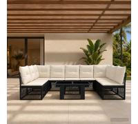 vidaXL Set Divano da Giardino 10 pz Nero polyrattan