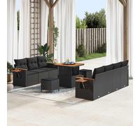 vidaXL Set Divano da Giardino 10 pz Nero polyrattan