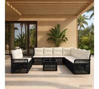 vidaXL Set Divano da Giardino 10 pz Nero polyrattan