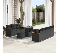 vidaXL Set Divano da Giardino 10 pz Nero polyrattan