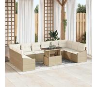 vidaXL Set Divano da Giardino 11 pcs Beige e Crema 100 x 55 x 73 cm