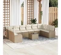 vidaXL Set Divano da Giardino 11 pcs Beige e Crema polyrattan
