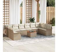 vidaXL Set Divano da Giardino 11 pcs Beige e Crema polyrattan