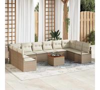 vidaXL Set Divano da Giardino 11 pcs Beige e Crema polyrattan