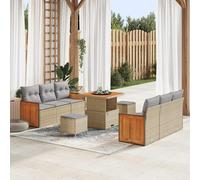 vidaXL Set Divano da Giardino 11 pcs Beige e Grigio Chiaro polyrattan